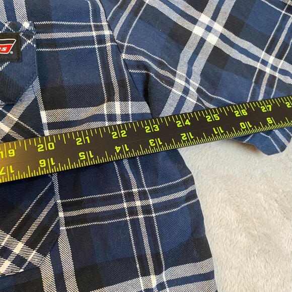 Dickies Mens Shirt 2XL Blue & White Plaid Short Sleeve Button-Up 100% Cotton - Picture 4 of 9